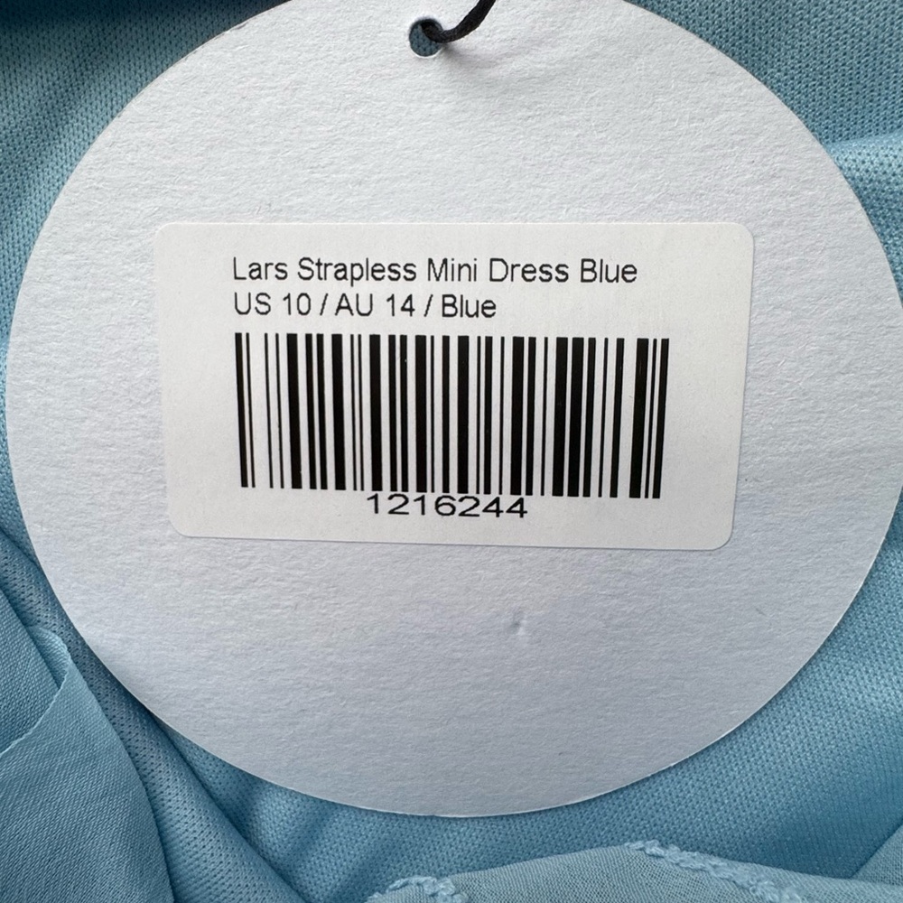 PRINCESS POLLY Lars strapless RUFFLES mini dress blue 10 - Picture 9 of 9